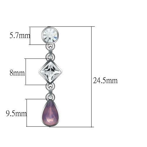 LO1983 - Rhodium White Metal Earrings with Top Grade Crystal in Clear