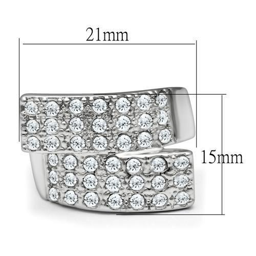 LO2095 - Rhodium Brass Ring with Top Grade Crystal in Clear