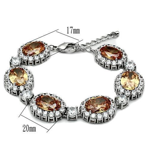 LO2360 - Rhodium Brass Bracelet with AAA Grade CZ in Champagne