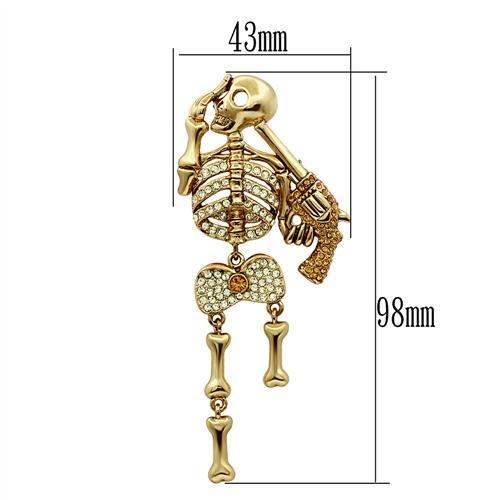 LO2414 - Gold White Metal Brooches with Top Grade Crystal in Multi Color