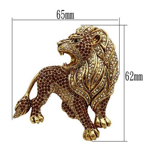 LO2420 - Gold White Metal Brooches with Top Grade Crystal in Multi Color