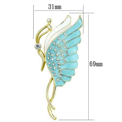 LO2771 - Flash Gold White Metal Brooches with Top Grade Crystal in Clear