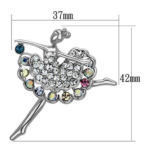 LO2781 - Imitation Rhodium White Metal Brooches with Top Grade Crystal in Multi Color