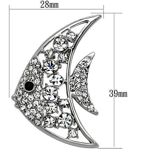 LO2786 - Imitation Rhodium White Metal Brooches with Top Grade Crystal in Clear