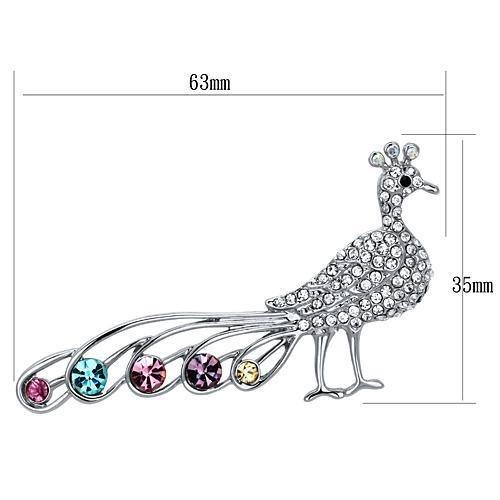 LO2797 - Imitation Rhodium White Metal Brooches with Top Grade Crystal in Multi Color