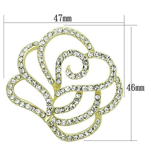 LO2814 - Flash Gold White Metal Brooches with Top Grade Crystal in Clear