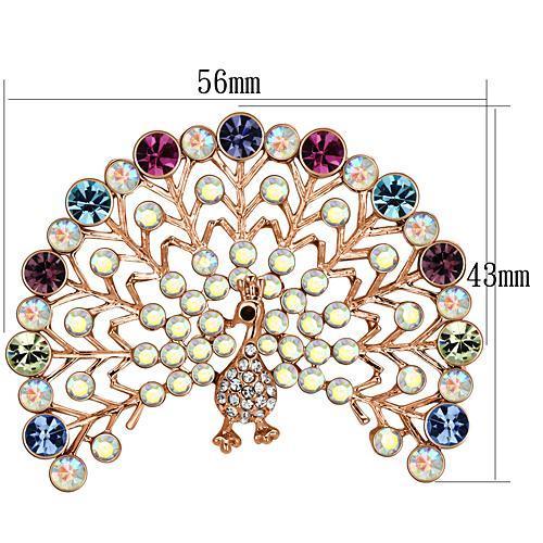 LO2849 - Flash Rose Gold White Metal Brooches with Top Grade Crystal in Multi Color