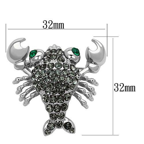 LO2850 - Imitation Rhodium White Metal Brooches with Top Grade Crystal in Emerald