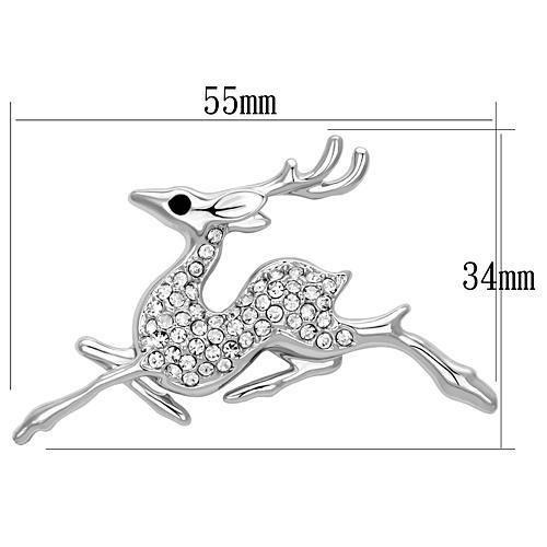LO2858 - Imitation Rhodium White Metal Brooches with Top Grade Crystal in Clear