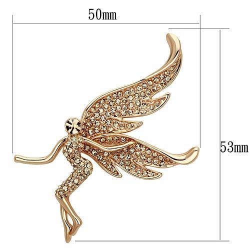 LO2863 - Flash Rose Gold White Metal Brooches with Top Grade Crystal in Champagne