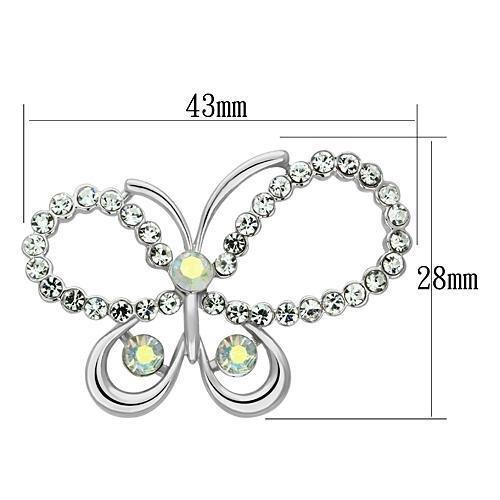 LO2864 - Imitation Rhodium White Metal Brooches with Top Grade Crystal in Aurora Borealis (Rainbow Effect)