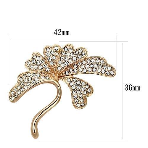 LO2875 - Flash Rose Gold White Metal Brooches with Top Grade Crystal in Clear