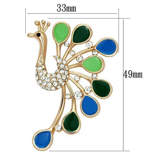 LO2881 - Flash Rose Gold White Metal Brooches with Top Grade Crystal in Clear
