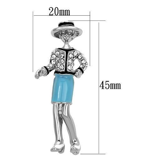 LO2884 - Imitation Rhodium White Metal Brooches with Top Grade Crystal in Clear