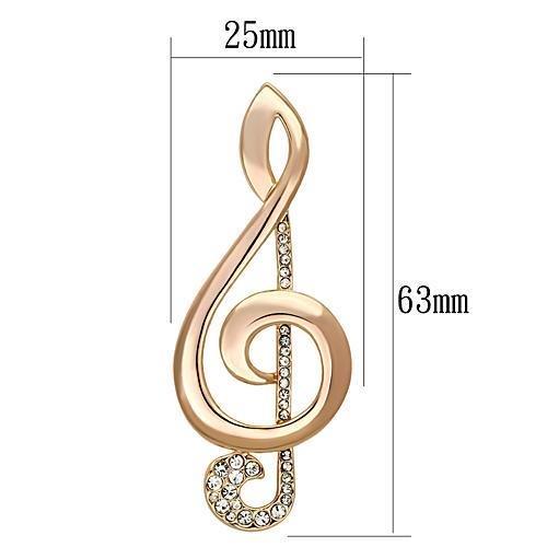 LO2893 - Flash Rose Gold White Metal Brooches with Top Grade Crystal in Clear