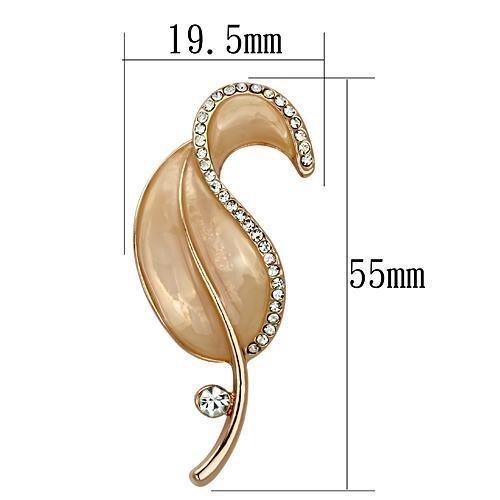 LO2899 - Flash Rose Gold White Metal Brooches with Top Grade Crystal in Clear