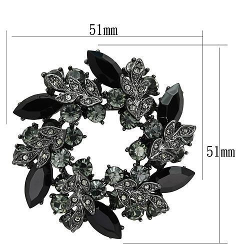 LO2917 - Ruthenium White Metal Brooches with Top Grade Crystal in Jet