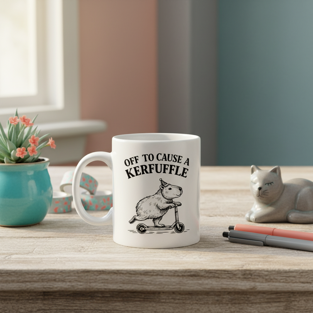 Off to Cause A Kerfuffle, Ceramic Coffee Mug