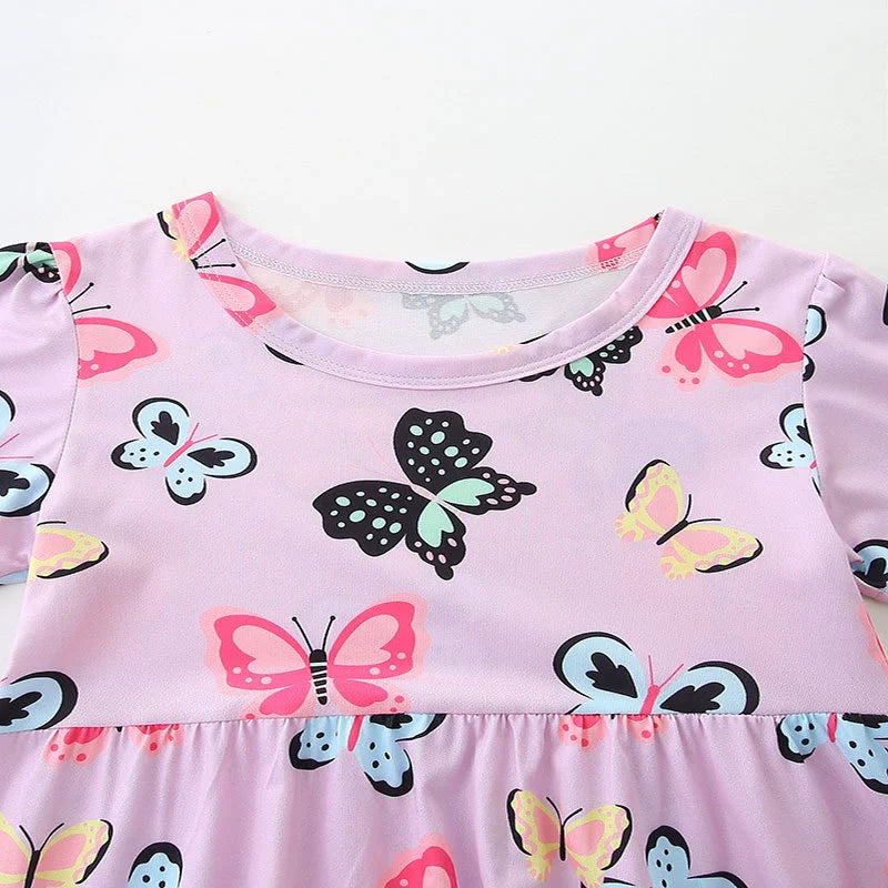 Summer Arrival Colorful Butterfly Pattern Short Sleeves Dress for Stylish Girls, MyKids-USA®, Baby & Toddler Dresses, MyKids-USA - - - - - - - .