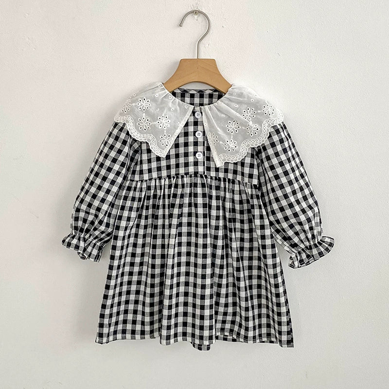 Autumn Baby Girls French-style Flowers Pattern Collar Long Sleeves Plaid bodysuit and Dress – Princess Sister Matching Set, MyKids-USA®, Baby & Toddler Outfits, MyKids-USA - - - - - - - .
