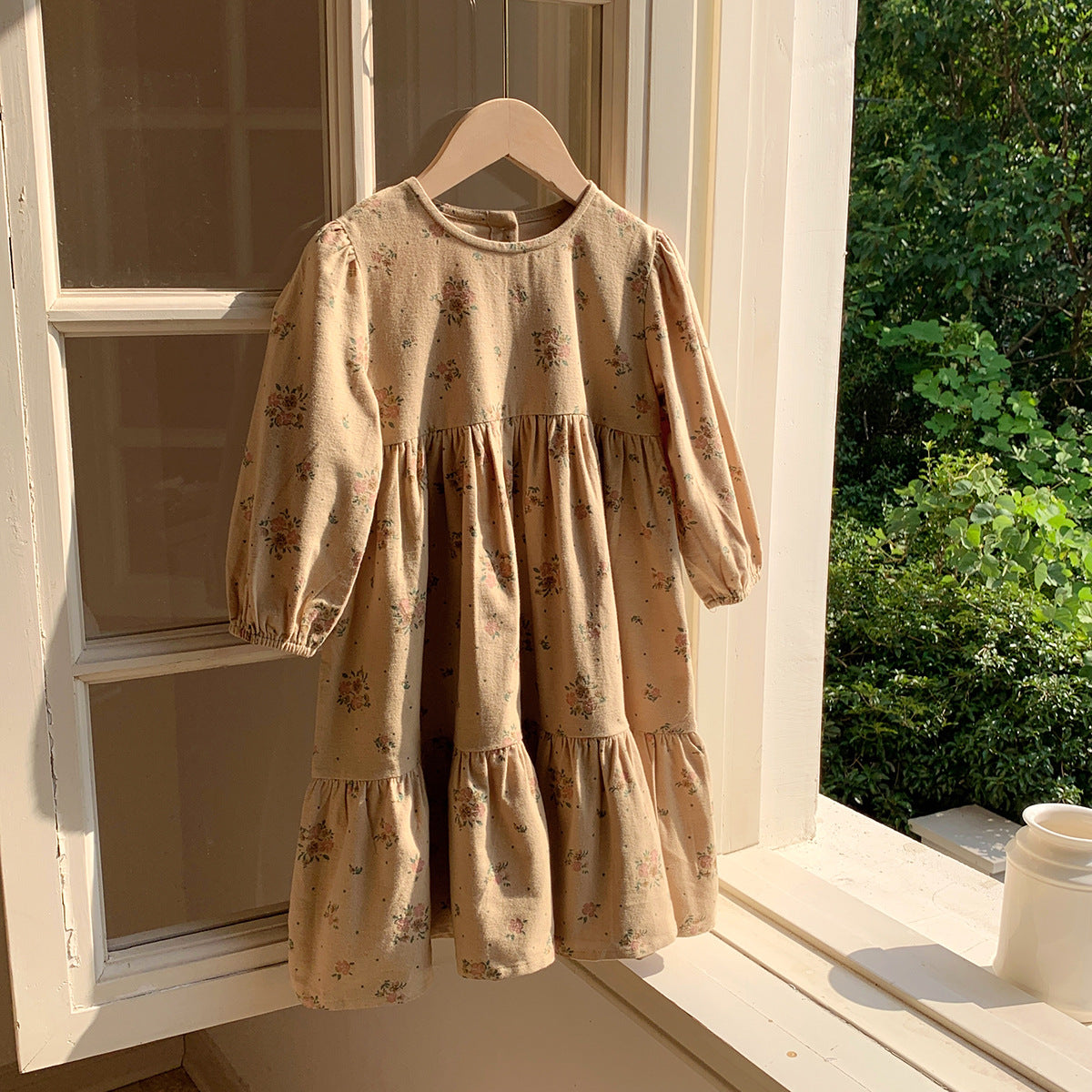 Arrival Autumn Girls French Style Cute Flowers Pattern Long Sleeves Dress, MyKids-USA®, Baby & Toddler Dresses, MyKids-USA - Size/Age - 90 (12-24M) - Color - Khaki - - - TR2508272221-B.