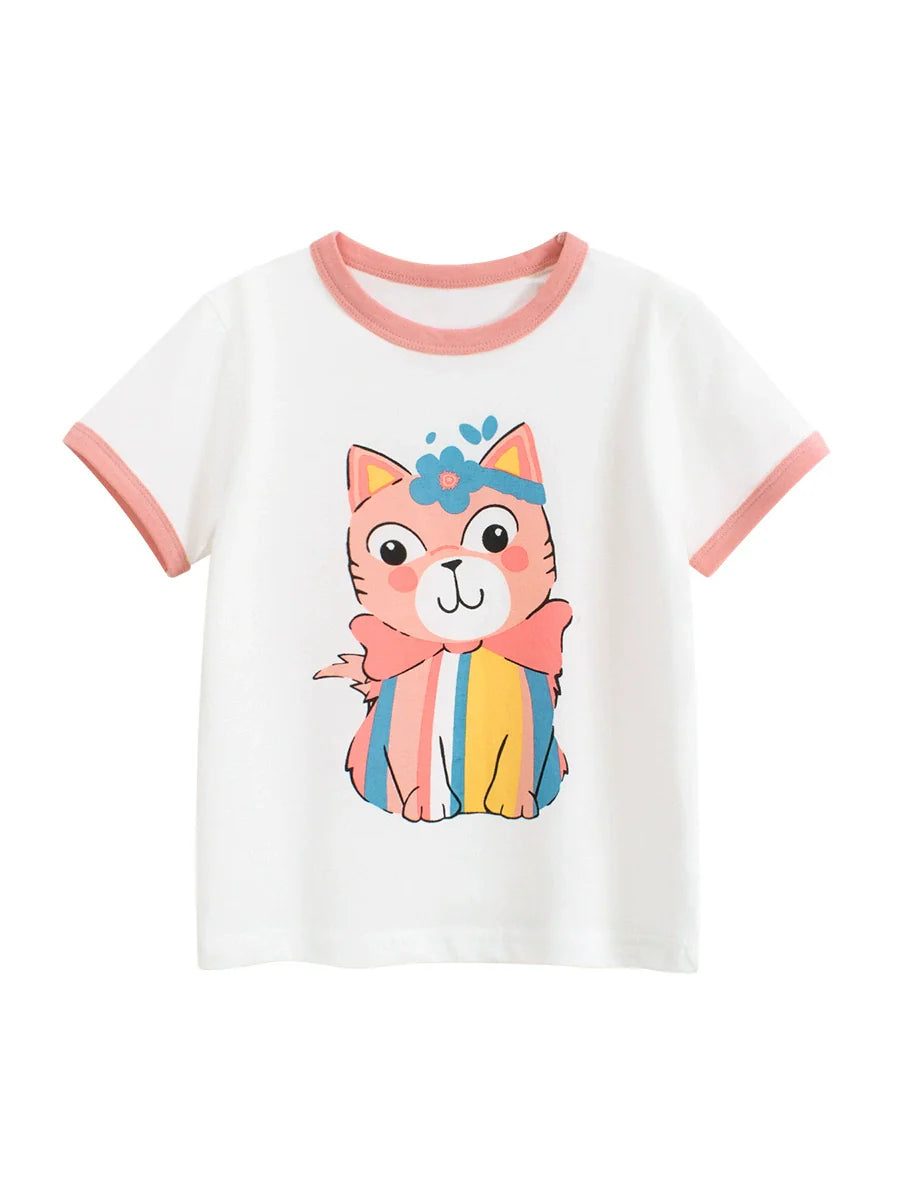 Summer Girls’ Cartoon Cats Pattern Printed T-shirt in European and American Style, MyKids-USA®, Baby & Toddler Tops, MyKids-USA - - - - - - - .