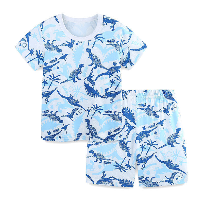 Summer Baby Kids Blue Dinosaurs Pattern T-shirt and Shorts Casual Clothing Set for Boys, MyKids-USA®, Baby & Toddler Outfits, MyKids-USA - - - - - - - .