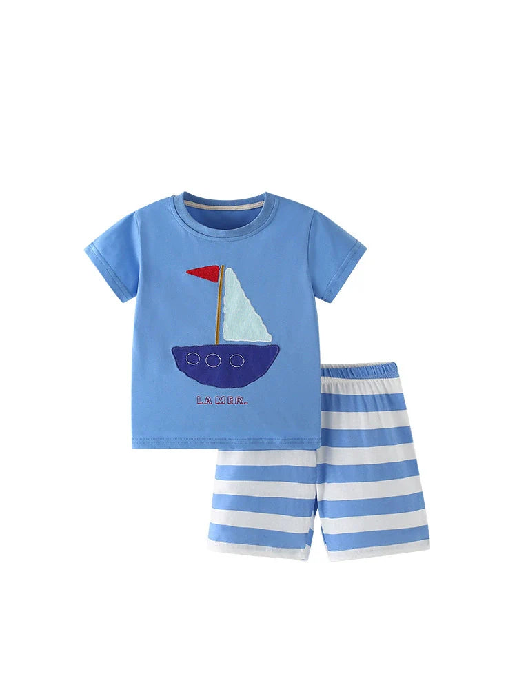 Boat Pattern T-shirt and Shorts Clothing Set for Boys, MyKids-USA®, Baby & Toddler Outfits, MyKids-USA - - - - - - - .