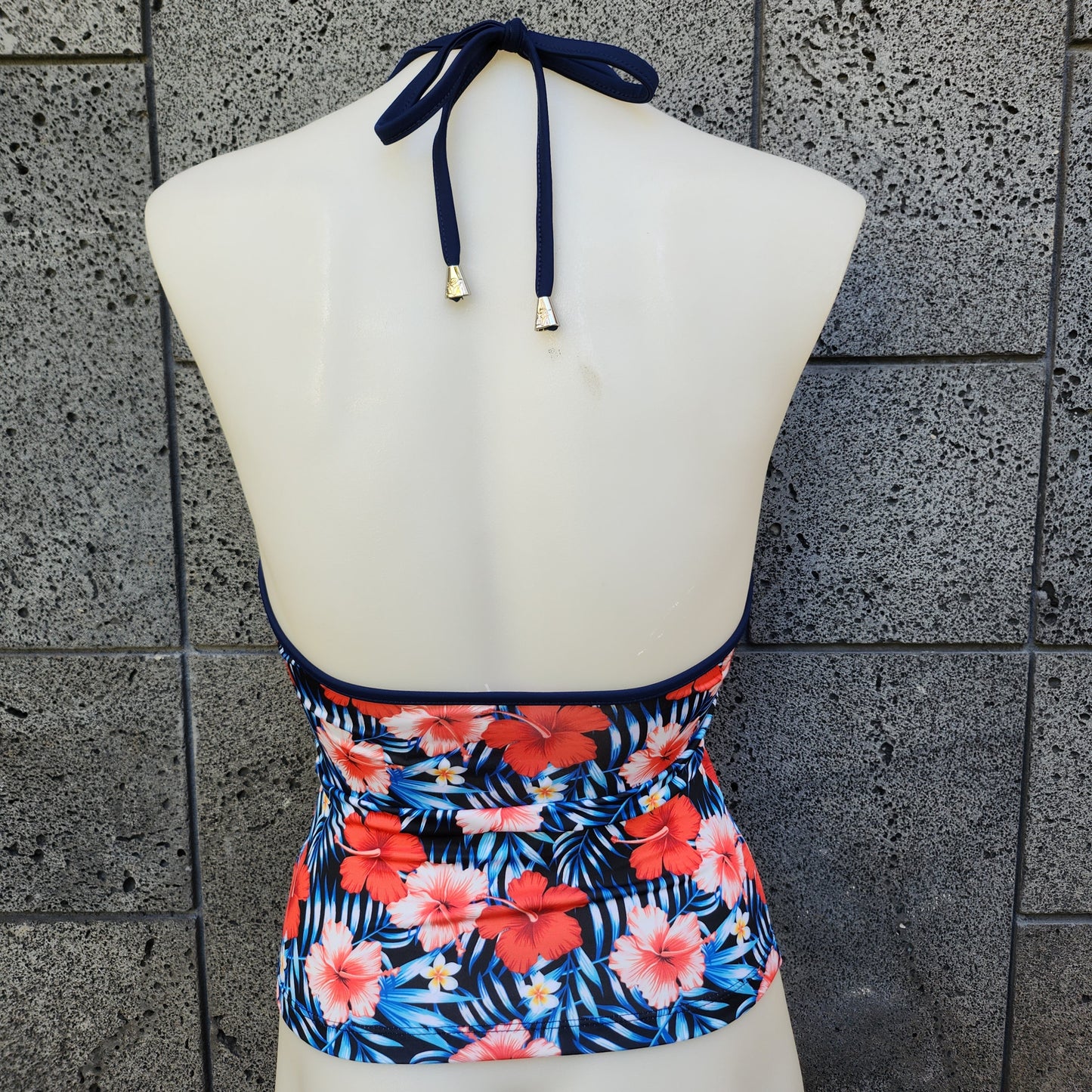 Loco Boutique Red Hibiscus Halter Tankini Top