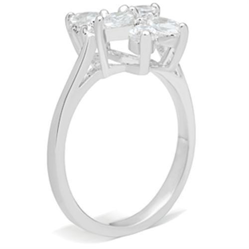 SS055 - Silver 925 Sterling Silver Ring with AAA Grade CZ in Clear