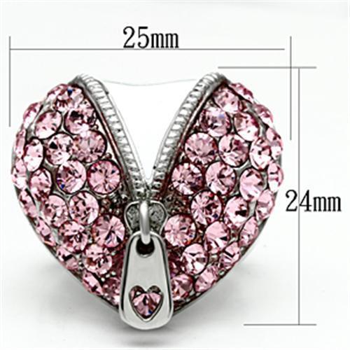 TK652 - High polished (no plating) Stainless Steel Ring with Top Grade Crystal in Rose