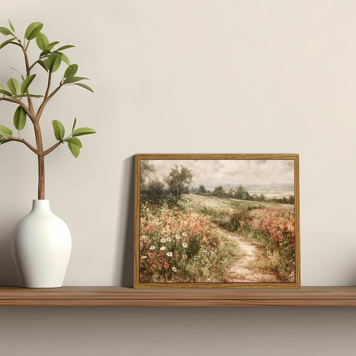 Framed Canvas Wall Art Landscape Print Wild flowers