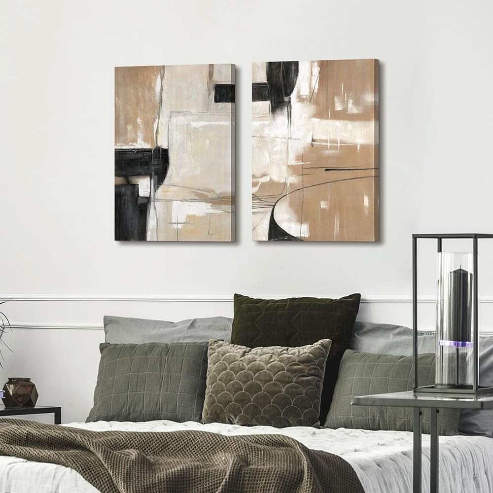 Black Brown Contemporary Abstract Canvas Wall Artwork