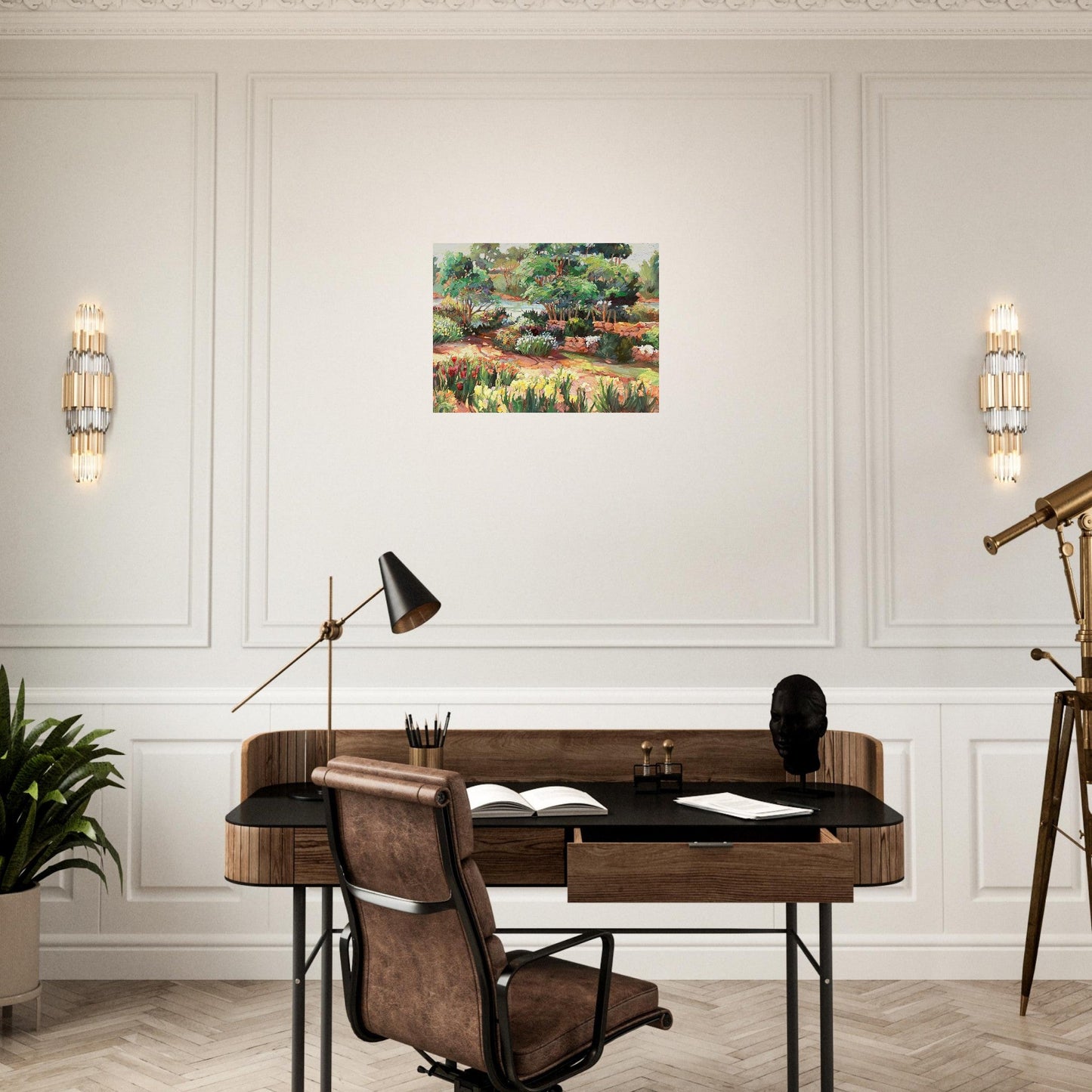 'Garden Serenity' Floral I 18x24 Museum-Quality Matte Paper Poster | Original Artwork by American Artist Barbara Cleary