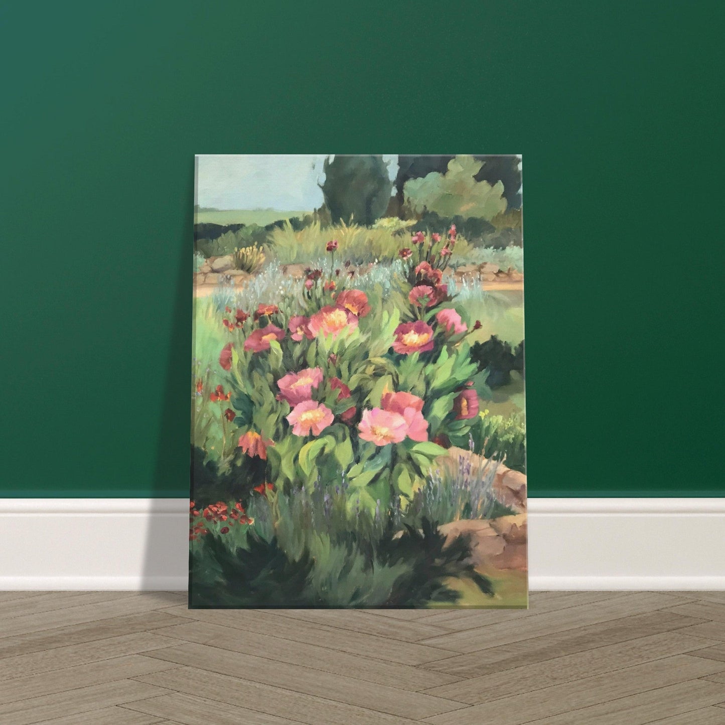 'Pink Blooms' Floral I 12x16 inch Art Print on Canvas I Original Artwork by American Artist Barbara Cleary