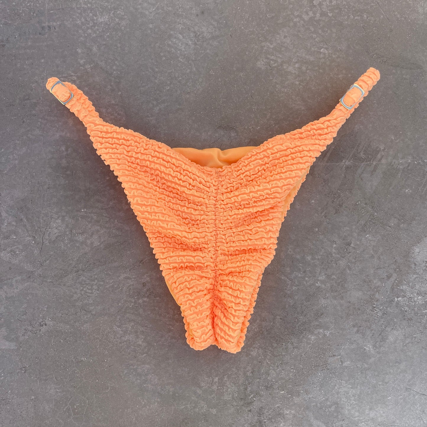 Energy Orange Textured Tanga Bikini Bottom