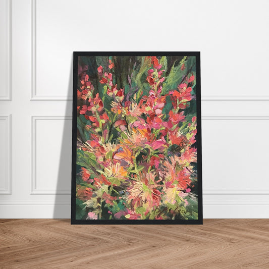 'Blossom Study' Floral I 12x16 Wooden Framed Art Print | Original Artwork by American Artist Barbara Cleary