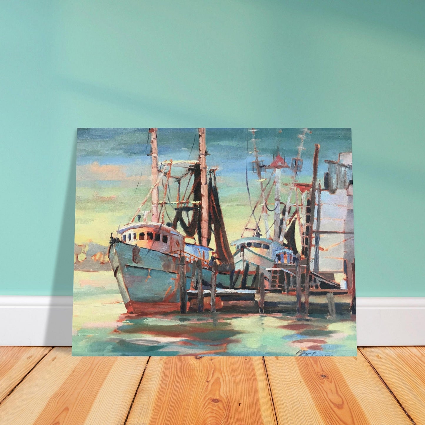 'Fishing Fleet' I 16x20 Museum-Quality Matte Paper Poster | Original Artwork by American Artist Barbara Cleary