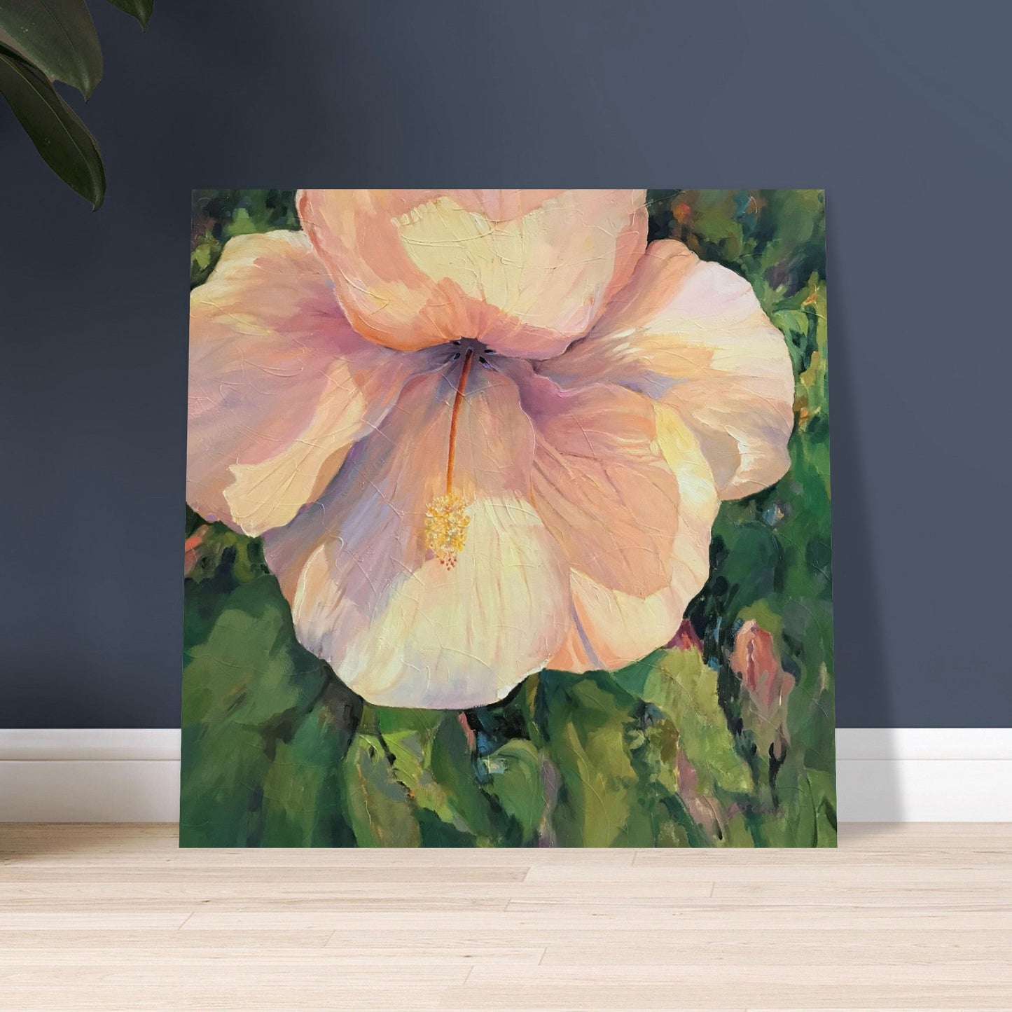 'Hibiscus' Floral I 16x16 Museum-Quality Matte Paper Poster | Original Artwork by American Artist Barbara Cleary
