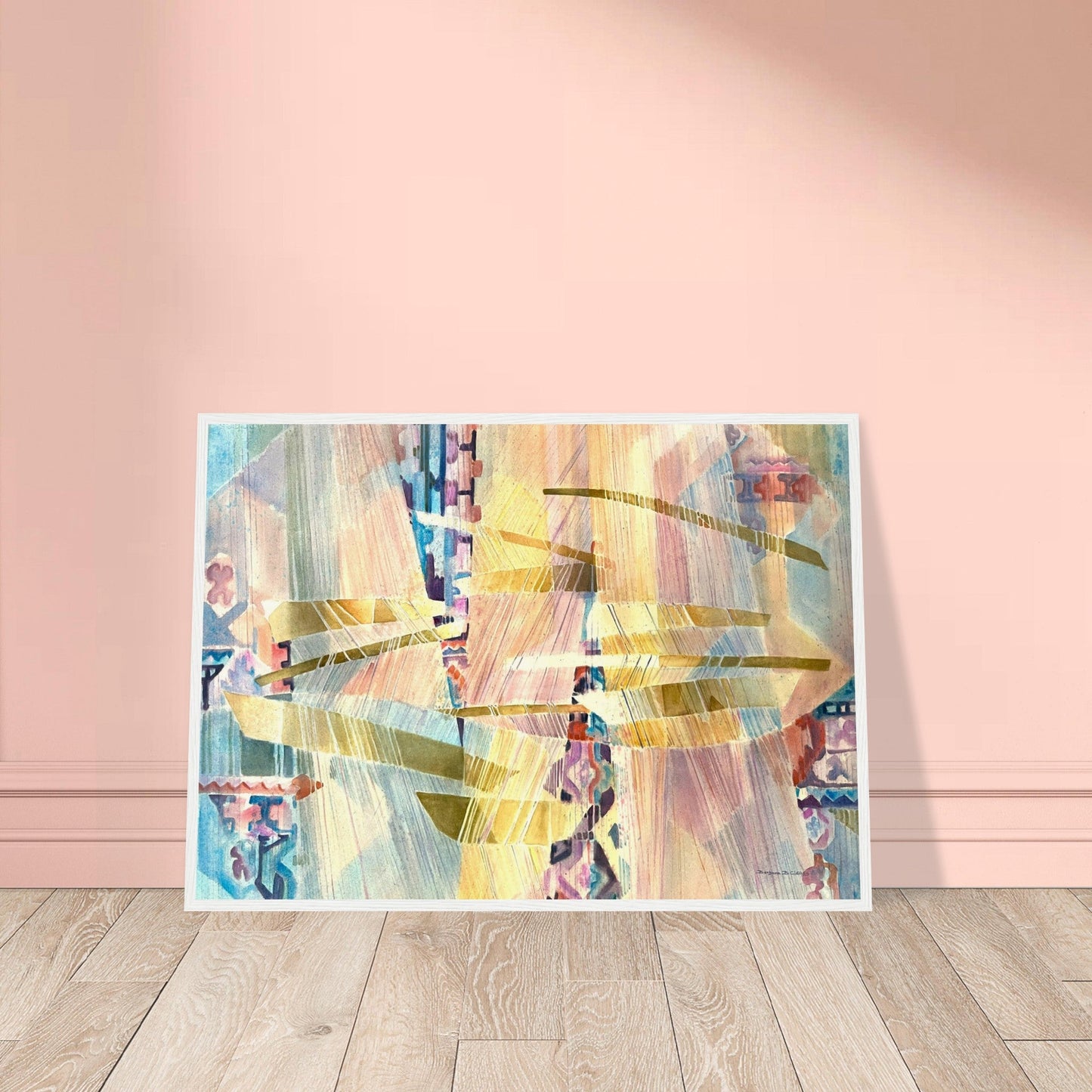 "Loom Series" Abstract | 20x28 inch Wooden Framed Art Print | Original Artwork by American Artist Barbara Cleary