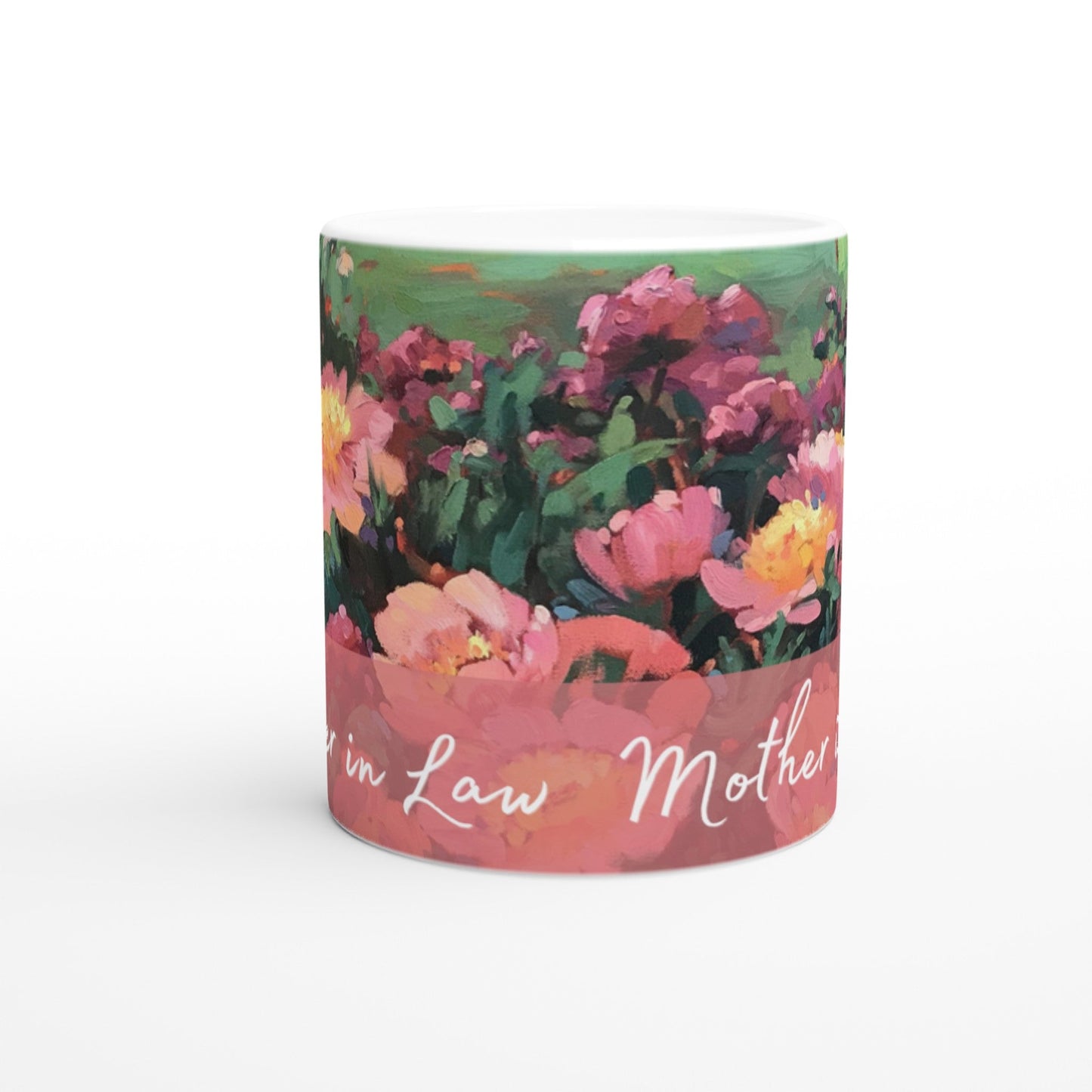 'Mother in Law' 11oz White Ceramic Mug | Bridal Collection with 'Pink Princess' Artwork by American Artist Barbara Cleary
