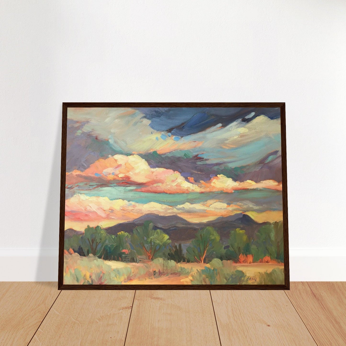 16x20 "New Mexico Sky" I Wooden Framed Art Print I Original Artwork by American Artist Barbara Cleary I F74