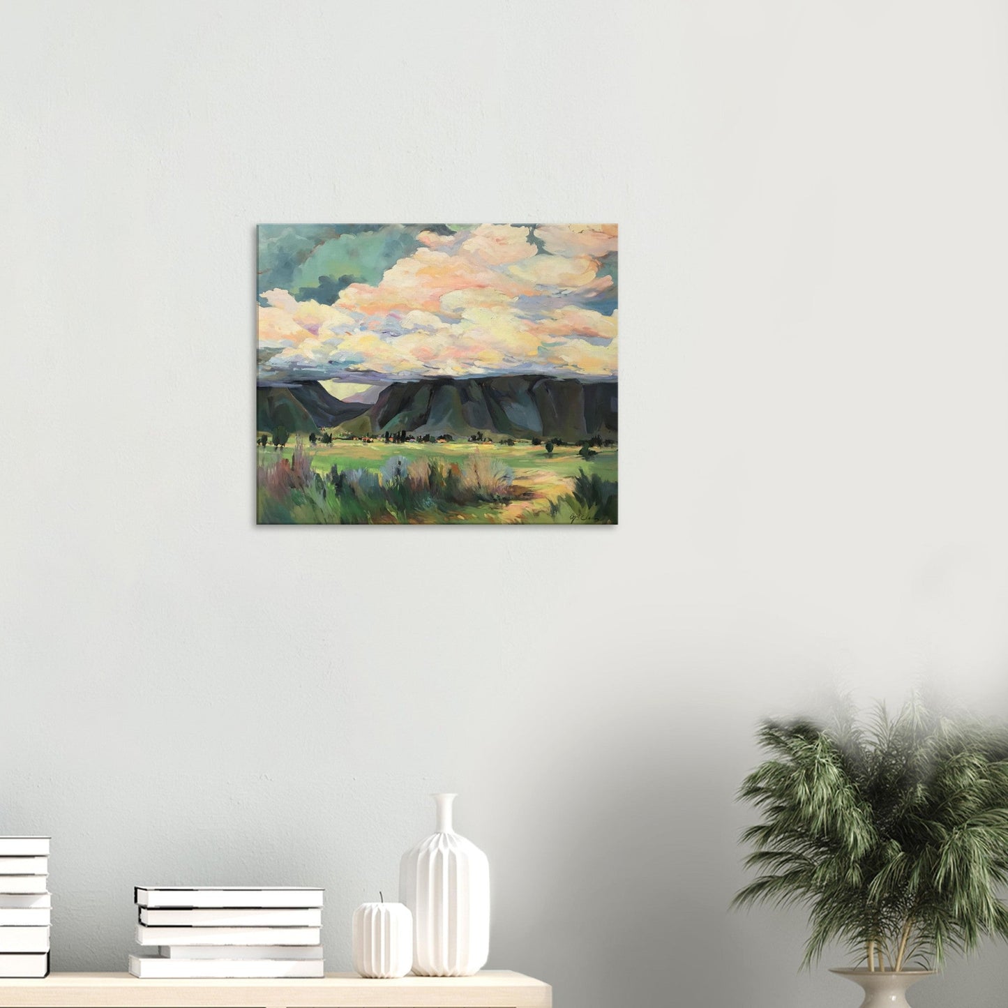 'Sky Valley Road' Landscape I 20x24 inch Art Print on Canvas I Original Artwork by American Artist Barbara Cleary