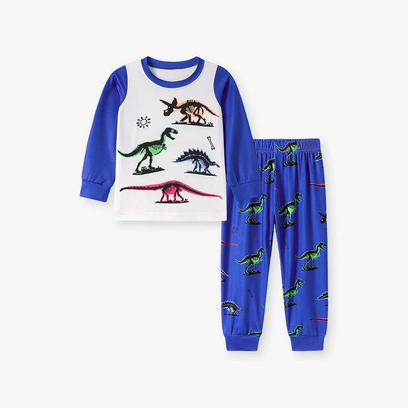 Dinosaur Kids Pajama Set – Long Sleeve Shirt and Pants, Cartoon Dino Design, MyKids-USA®, Baby & Toddler Sleepwear, MyKids-USA -  -  -  -  -  -  - .