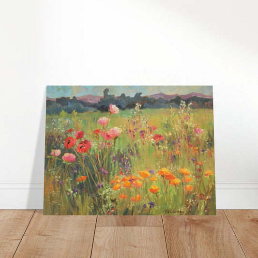 'Field of Poppies' I 12x16 Museum-Quality Matte Paper Poster | Original Artwork by American Artist Barbara Cleary