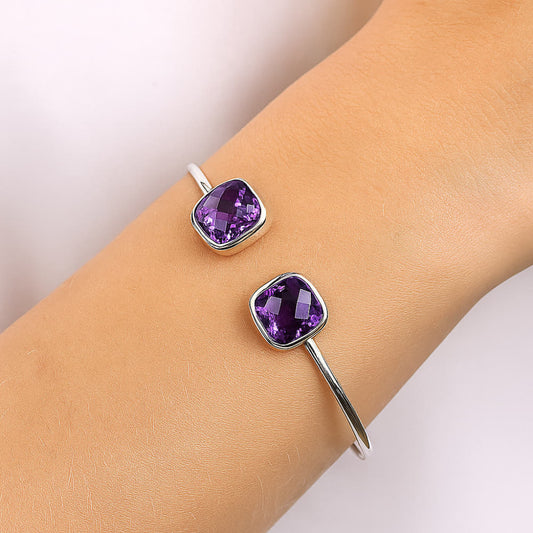 Premium Quality Amethyst Briolette Cuff Bangle Bracelet B-1004 11-EB10004
