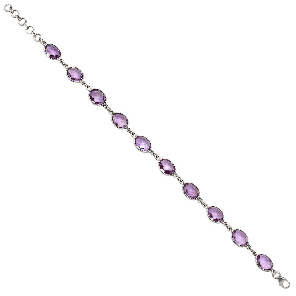 Premium Quality Amethyst Checker Briolette Bracelet B-1001 11-EB10018