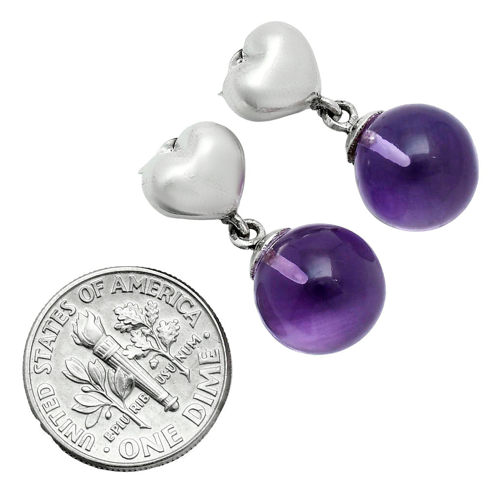 Premium Quality Heart - Amethyst Ball - Brazil Earrings E-1258 11-EE10020