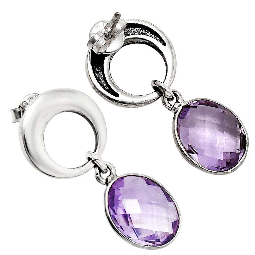 Premium Quality Amethyst Checker Briolette - Brazil Earrings E-1259 11-EE10026