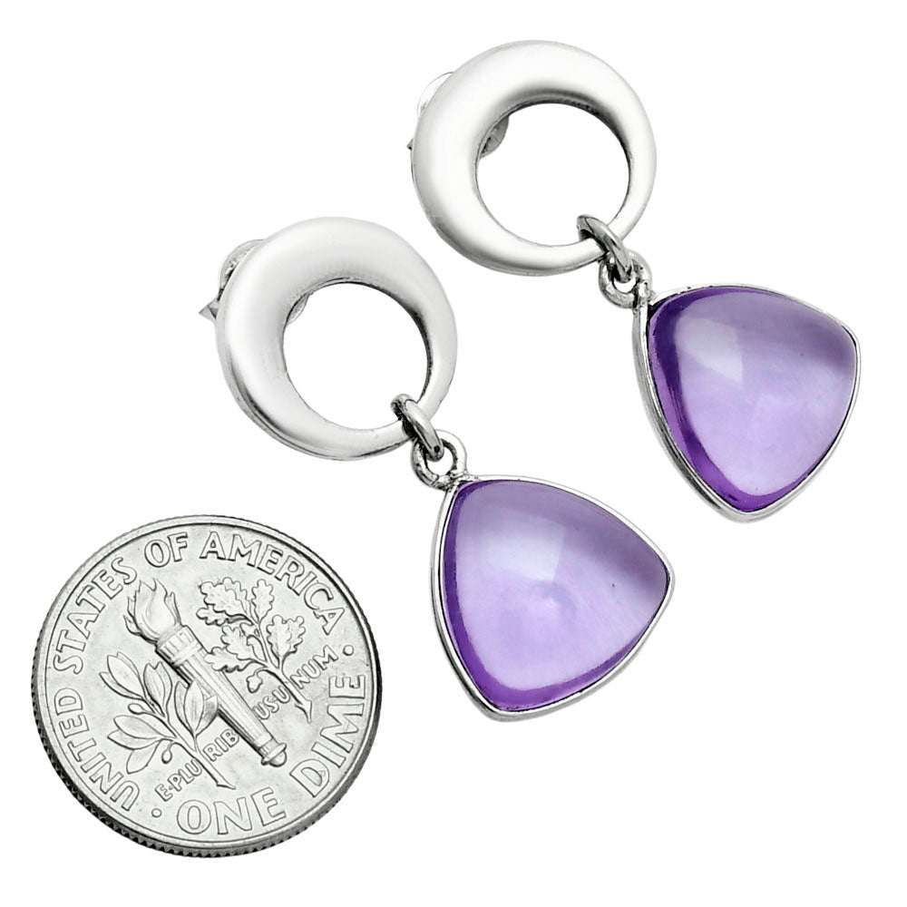 Premium Quality Amethyst Cab Briolette - Brazil Earrings E-1259 11-EE10036